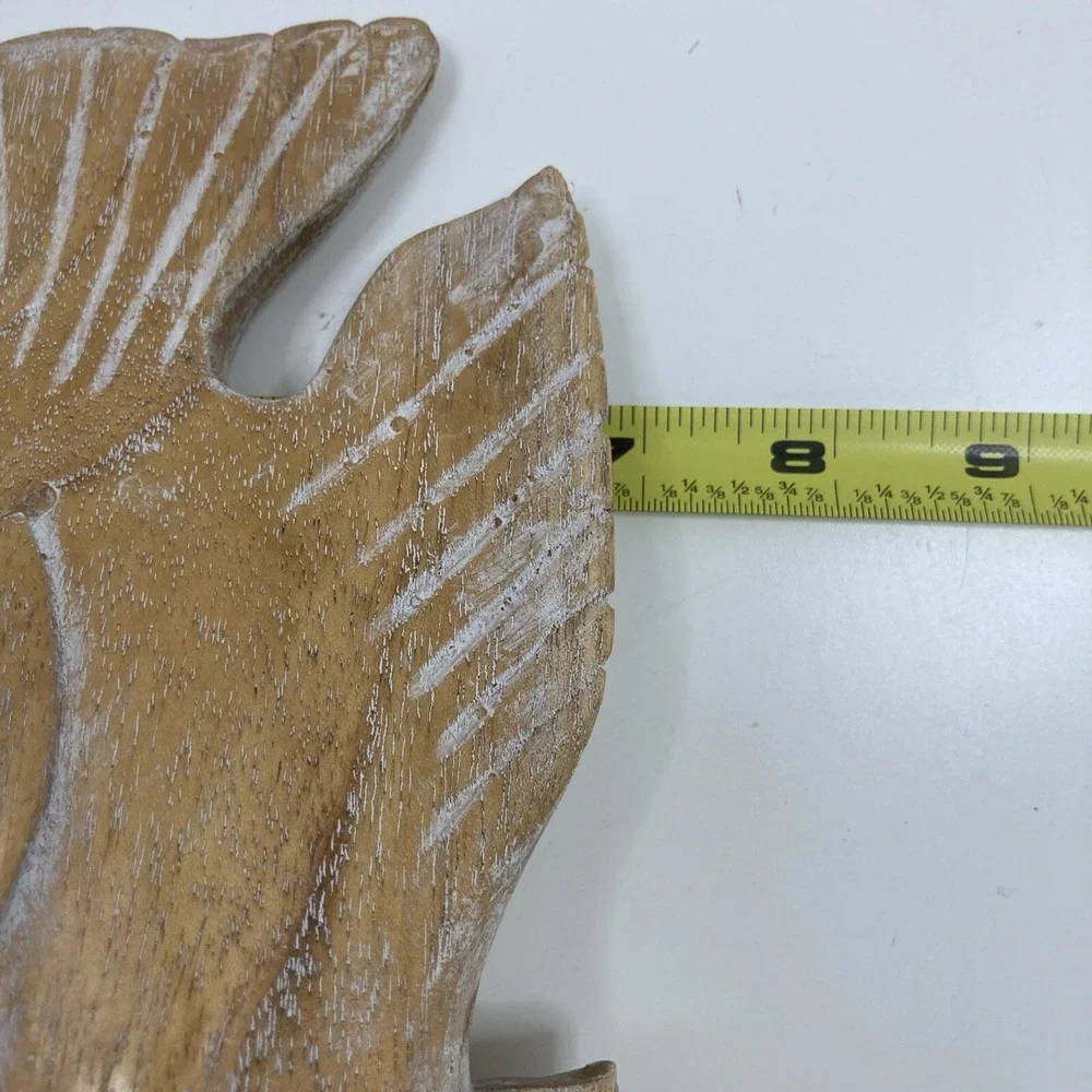 Vtg Wooden Fish Hand‎ Carved Tropical Angel Fish Decor Figurine Brown